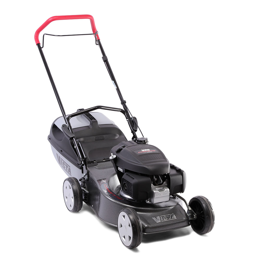 a black and silver lawnmower