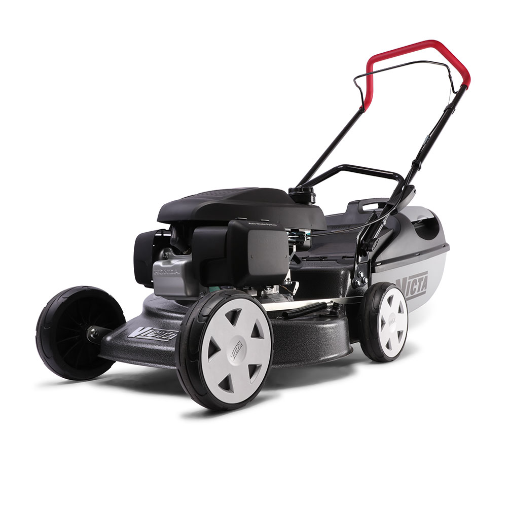 a black and silver lawn mower