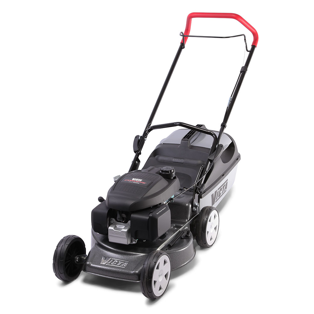 a black and silver lawnmower