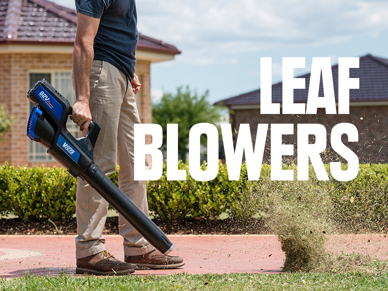 Using his blower on the driveway